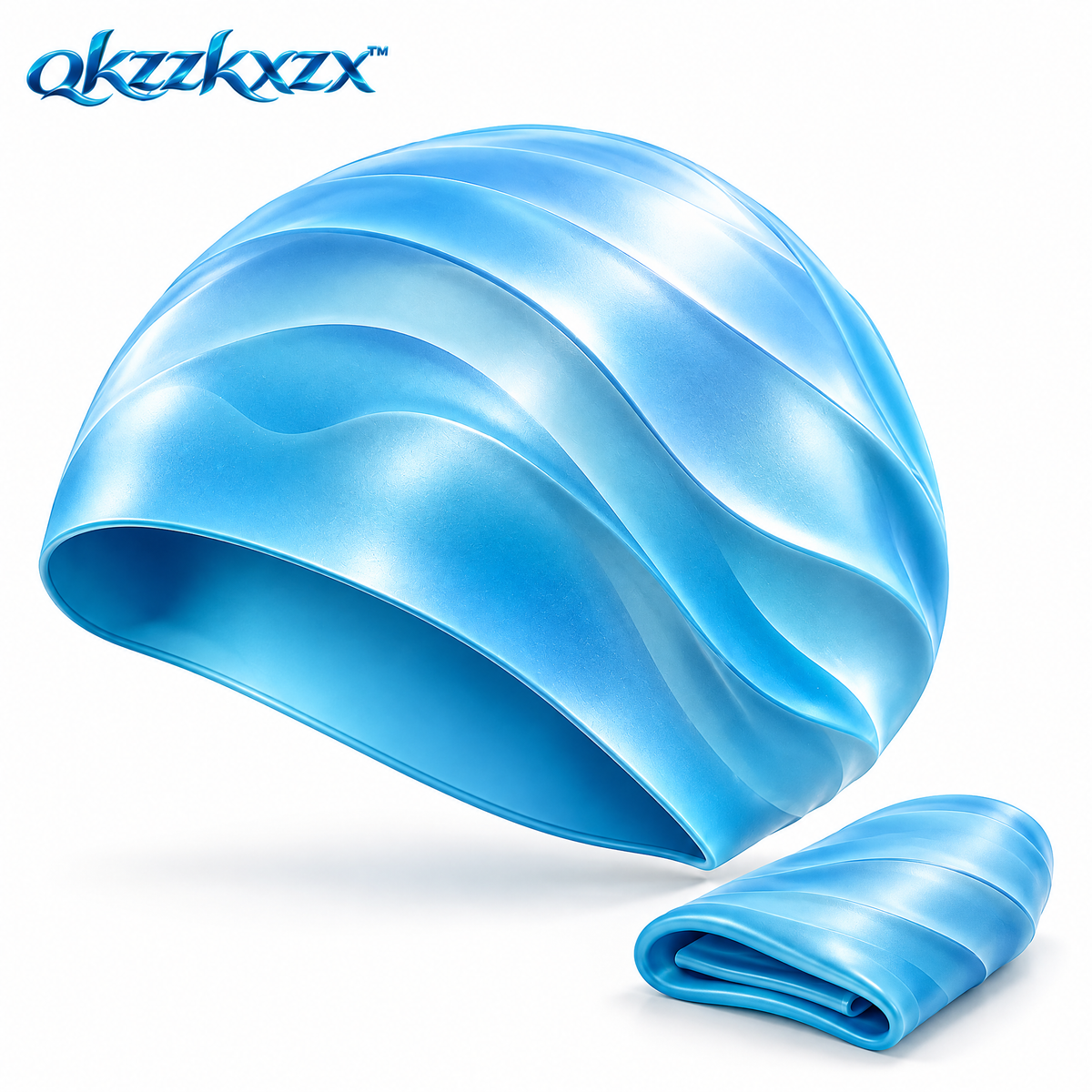 qkzzkxzx™ Silicone Swim Cap — White background